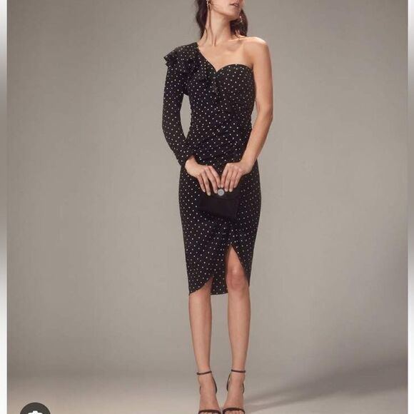 NWT Veronica Beard Leona Dress Black/Red
Polka Dot One Shoulder Ruffle Size 2 - Picture 16 of 16